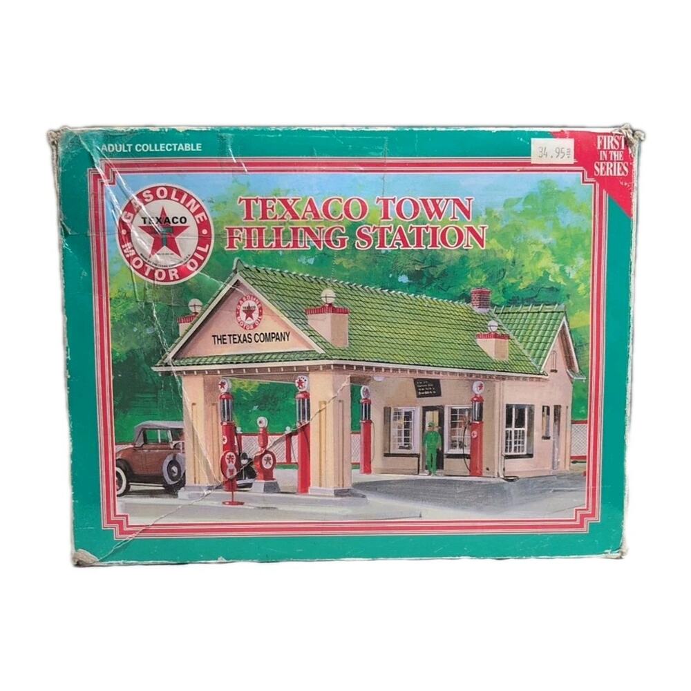 Texaco Town Gasoline Filling Station 1st In Series Porcelain Lighted Boxed 1995